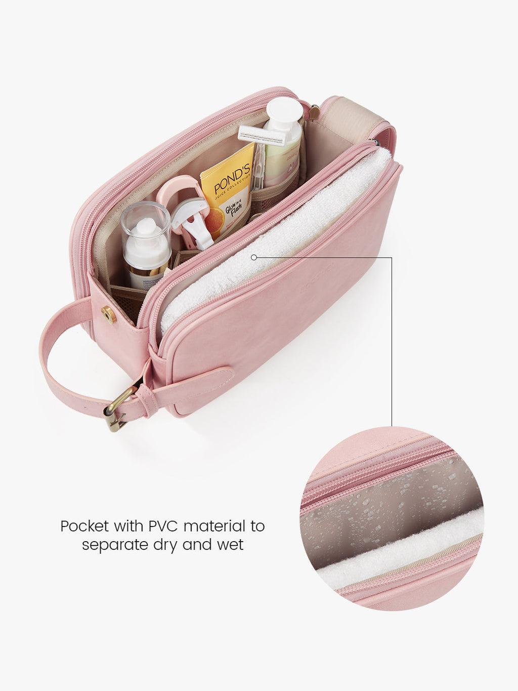 Elena Large Vegan Leather Toiletry Bag