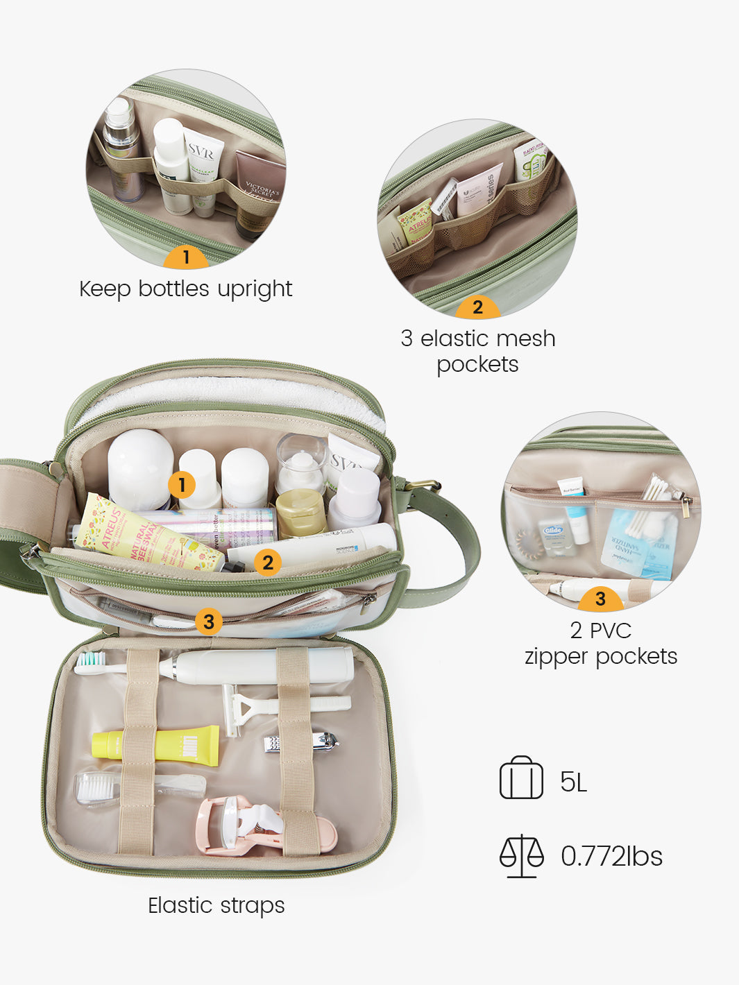 Elena Large Vegan Leather Toiletry Bag
