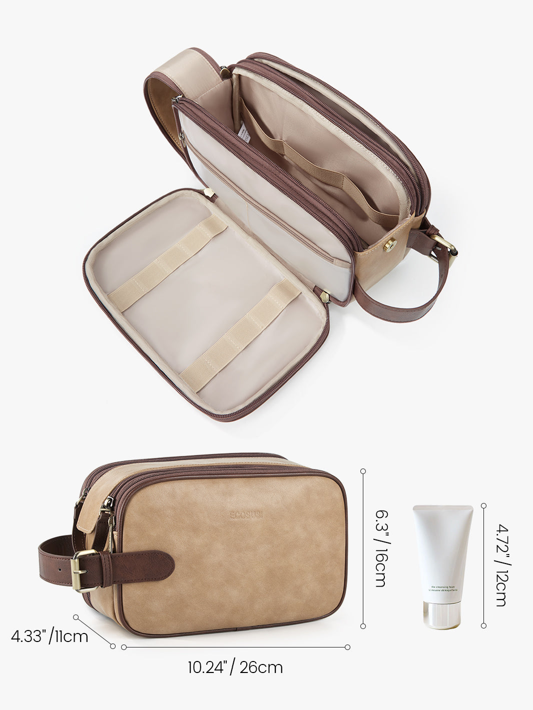 Elena Large Vegan Leather Toiletry Bag
