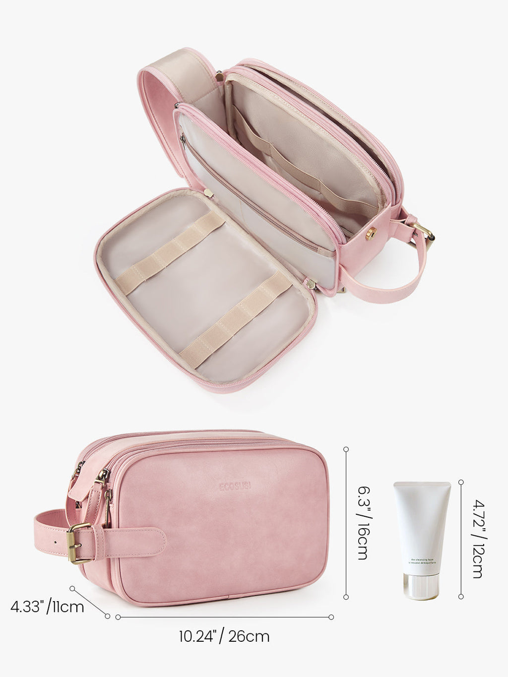 Elena Large Vegan Leather Toiletry Bag